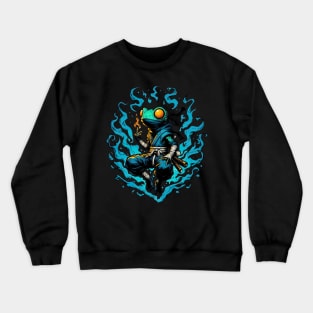 Cool Ninja Samurai Frog Anime Ink Crewneck Sweatshirt